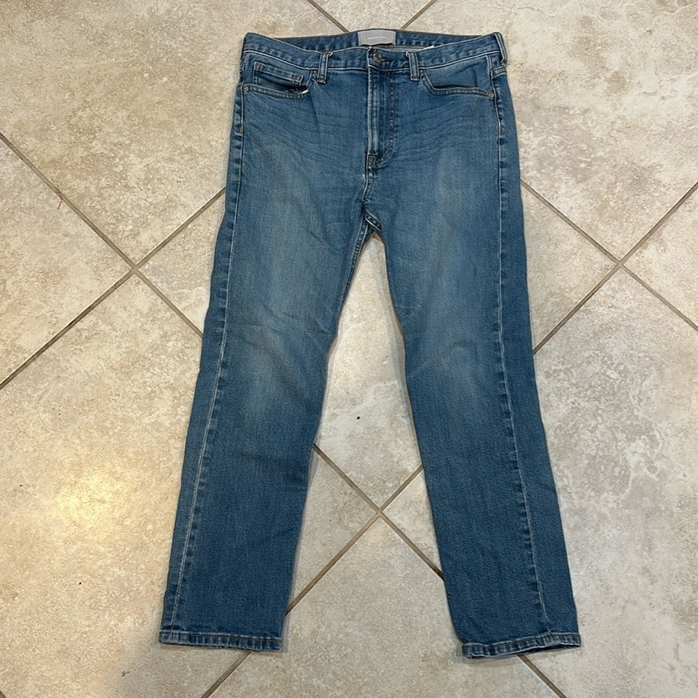 Everlane Straight Leg Jeans in Medium Blue